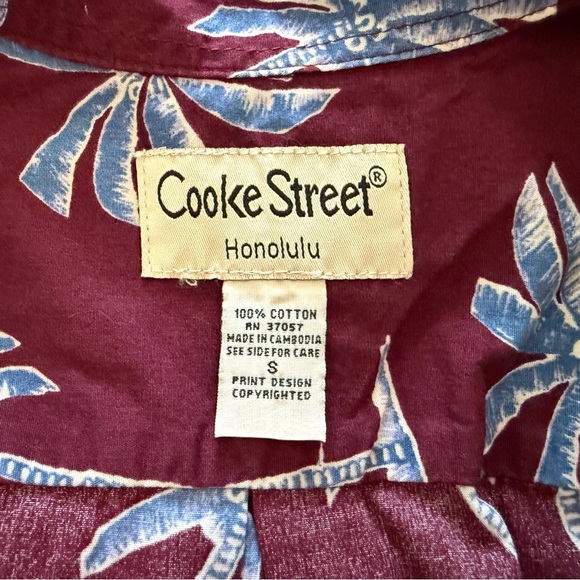COOKE STREET Maroon & Blue Palm Trees Aloha Hawaiian Shirt Men S Small - Picture 4 of 5